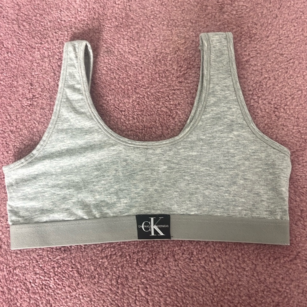 CALVIN KLEIN Gray Trainer Bra Size L 10/12